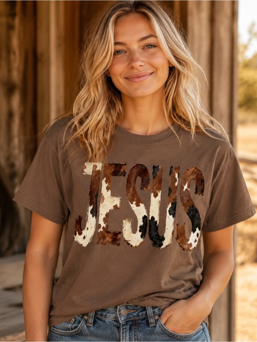 Western Jesus Cowhide Tee